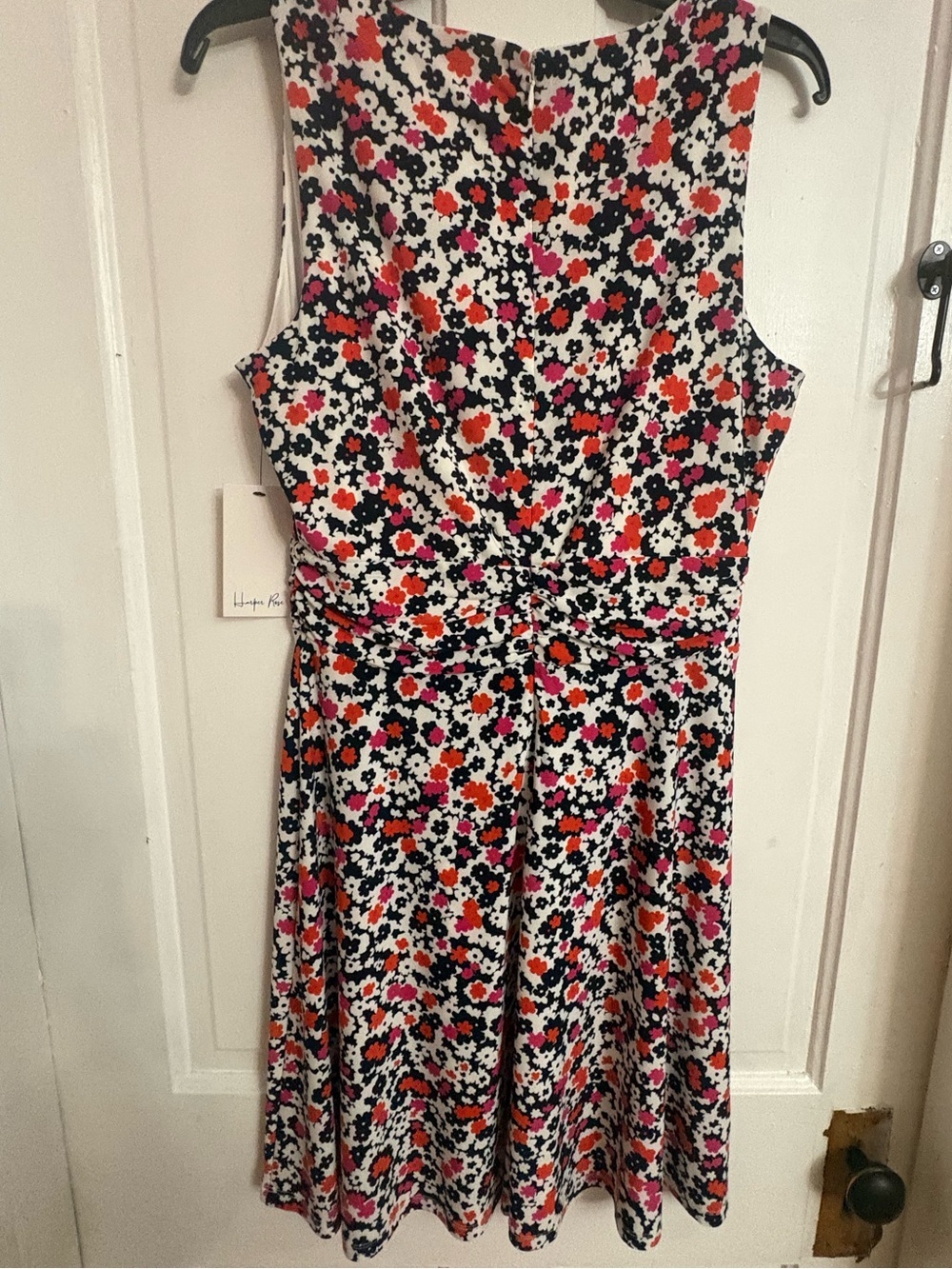 Floral Surplice Midi Dress in White, Black & Pink by Lularoe Rae - Picture 7 of 10